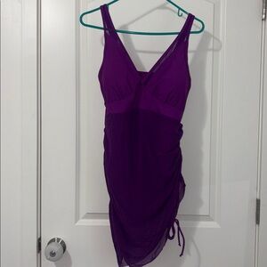 Purple Swimsuit with mesh skirt